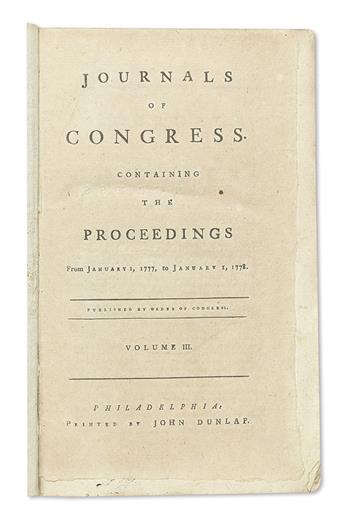 (AMERICAN REVOLUTION--1777.) Journals of Congress Containing the Proceedings from January 1, 1777, to January 1, 1778.                           